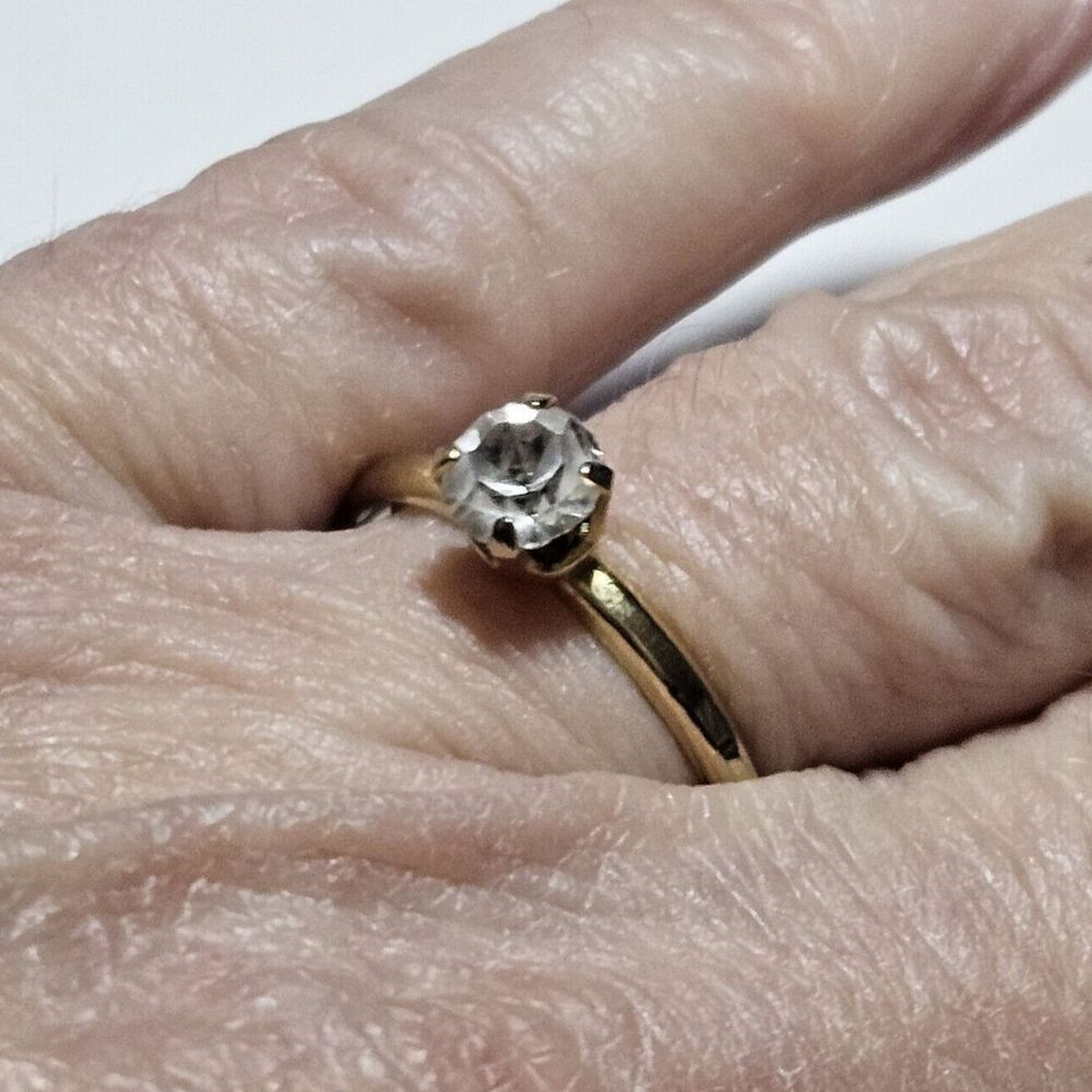 **Last Chance!! Final Sale** Solitaire Clear Gold Tone Band Engagement Style 7